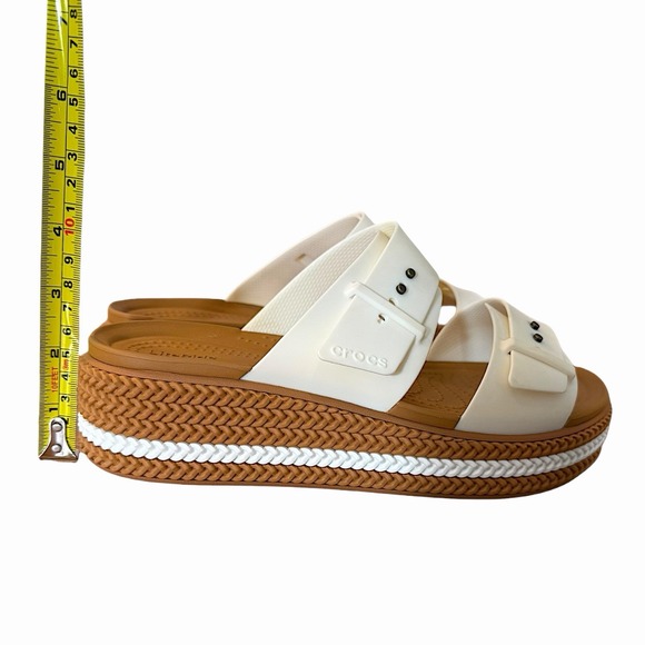 Crocs Brooklyn Woven Buckle Platform Sandal Chalk Wedge Slide LiteRide Women's 8 - Picture 14 of 15